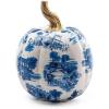 MACKENZIE-CHILDS Toile Small Resin Pumpkin, Halloween Tabletop Decor, Blue-and-White Royal(Royal)