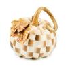 MACKENZIE-CHILDS Twisted-Stem Pumpkin, Resin Halloween Home Decor, Blue-and-White Royal Swirl(Mocha Check)