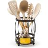 MACKENZIE-CHILDS Utensil Caddy Set with Kitchen Utensils, Brown-and-White Mocha Check(Mocha Check)