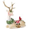 MACKENZIE-CHILDS White Jolly Deer Statue, Christmas Deer Decor, Sitting(Sitting)