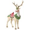 MACKENZIE-CHILDS White Jolly Deer Statue, Christmas Deer Decor, Sitting(Standing)