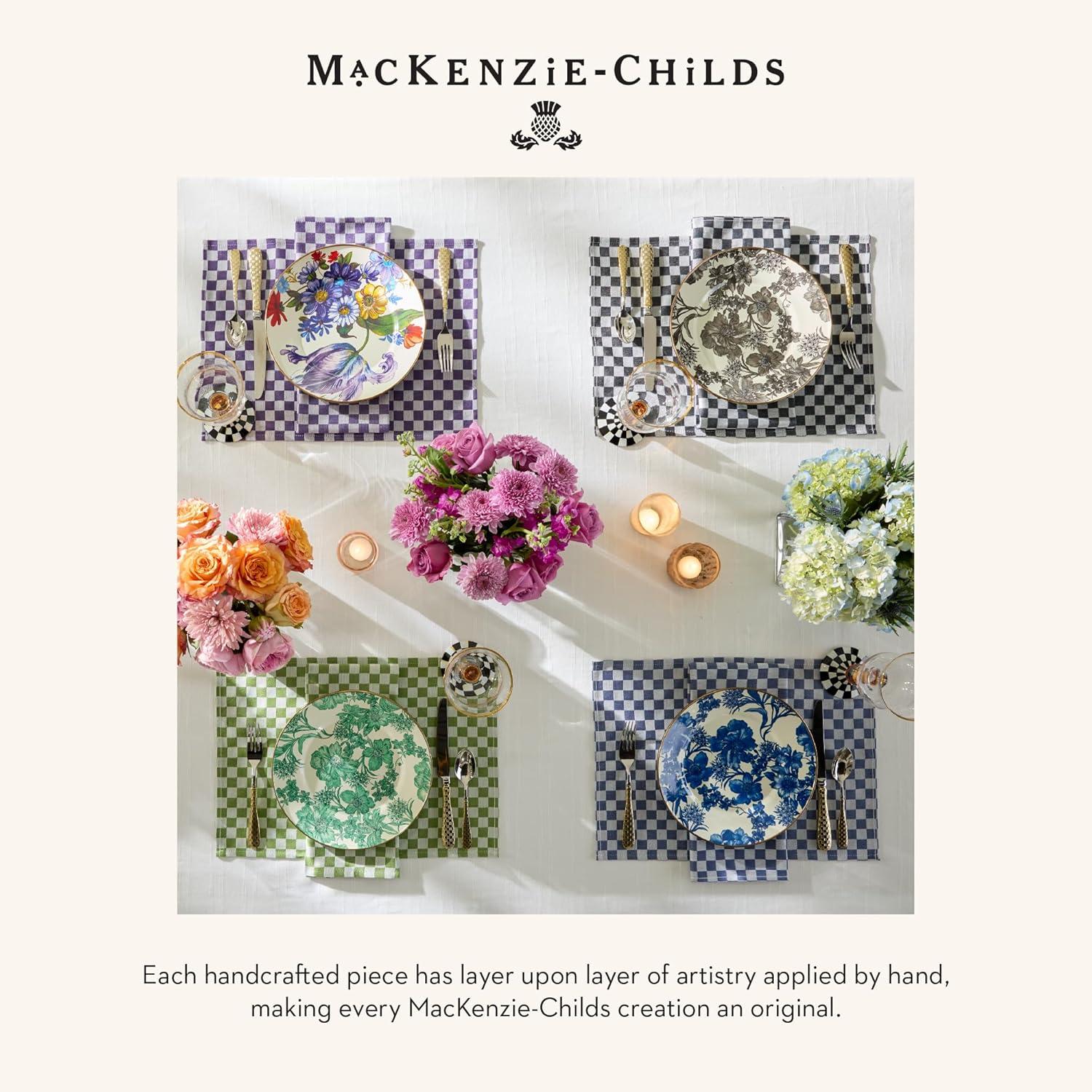 imageMACKENZIECHILDS Linen Dish Towel Decorative Kitchen Towel Tan CheckGreen Check