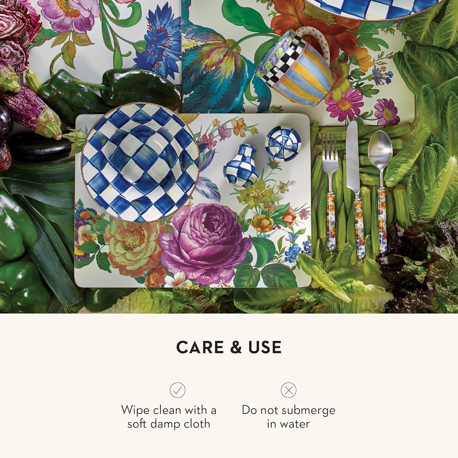 imageMACKENZIECHILDS Set of 4 CorkBack Placemats HardFinish Table Mats Color Flower MarketWhite Flower Market