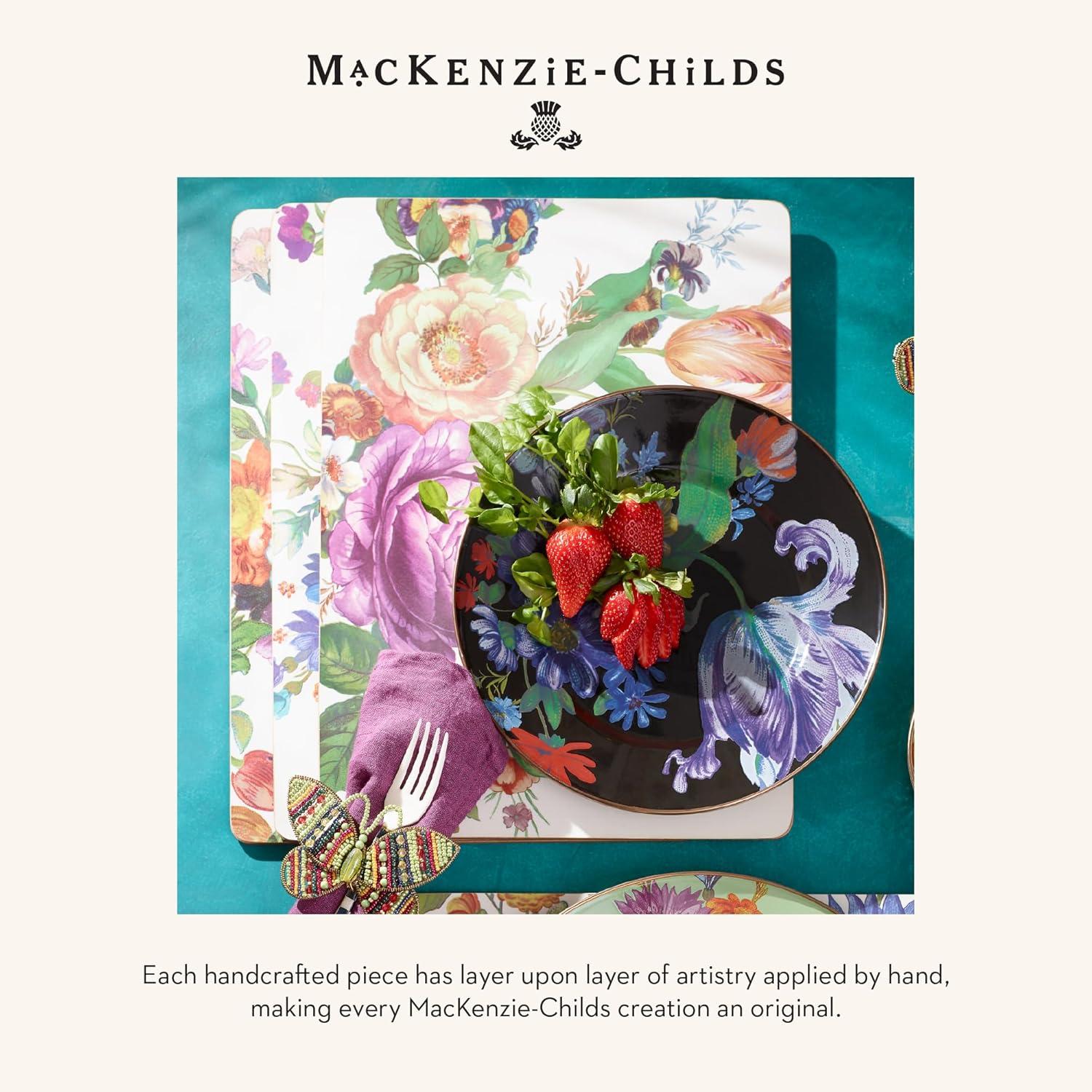 imageMACKENZIECHILDS Set of 4 CorkBack Placemats HardFinish Table Mats Color Flower MarketWhite Flower Market