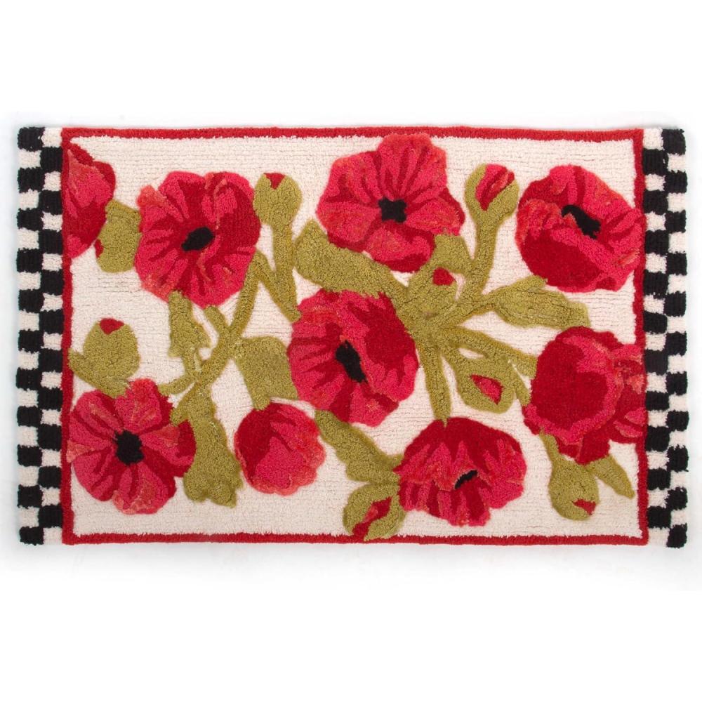 imageMACKENZIECHILDS Bath Rug Bath Mat for Bathroom Use Cotton Rug Poppy