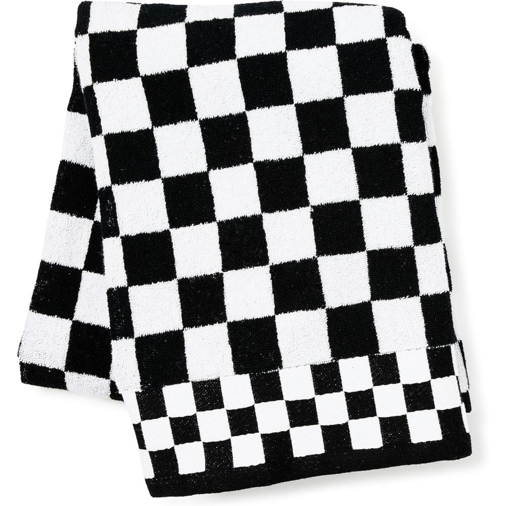 imageMACKENZIECHILDS Bath Towel Cute Decorative Bathroom Towel BlueandWhite Royal CheckBlack Check
