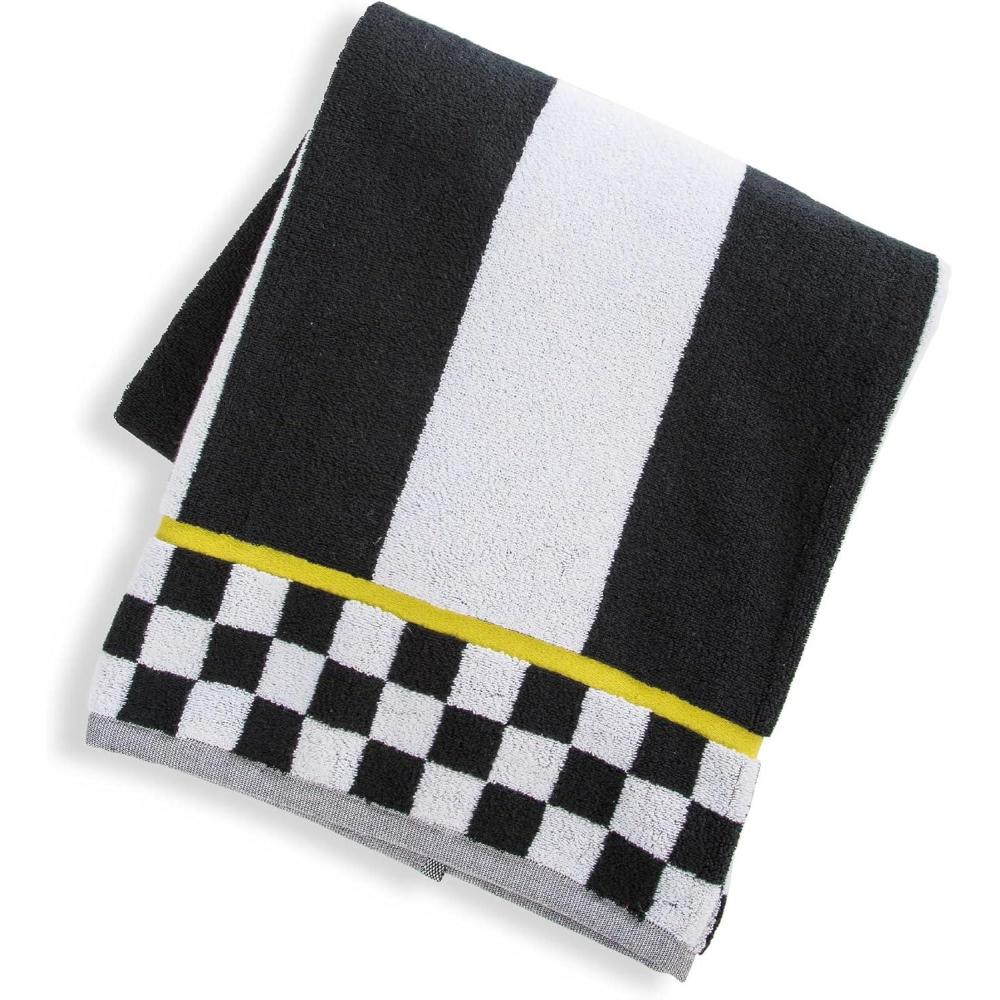 imageMACKENZIECHILDS Bath Towel Cute Decorative Bathroom Towel BlueandWhite Royal CheckCourtly Stripe