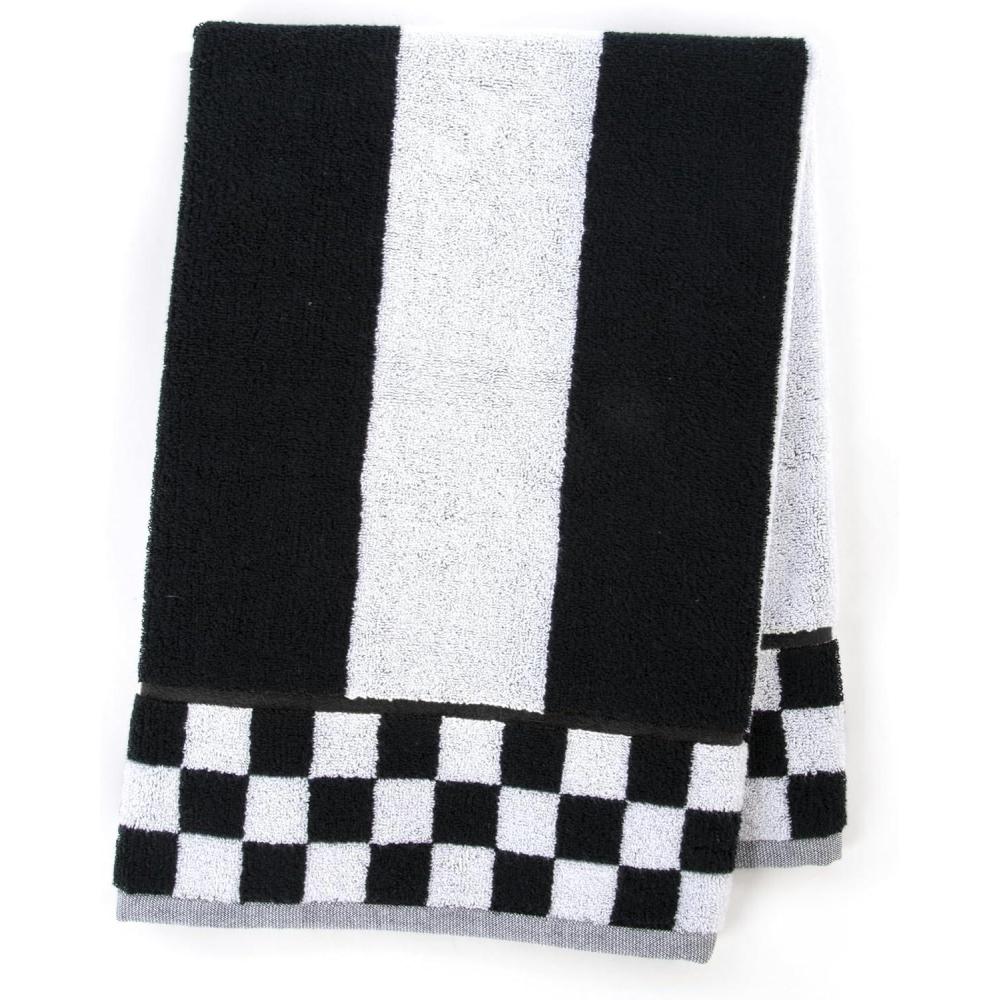 imageMACKENZIECHILDS Bath Towel Cute Decorative Bathroom Towel BlueandWhite Royal CheckCourtly Striped