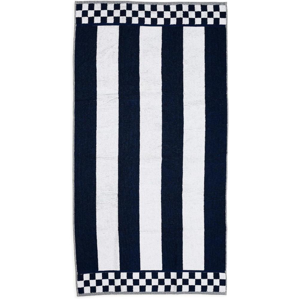imageMACKENZIECHILDS Bath Towel Cute Decorative Bathroom Towel BlueandWhite Royal CheckNavy Stripe
