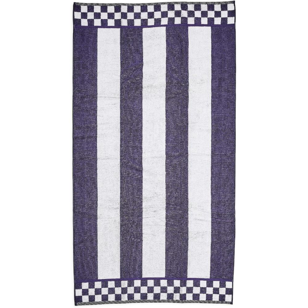 imageMACKENZIECHILDS Bath Towel Cute Decorative Bathroom Towel BlueandWhite Royal CheckPlum Stripe