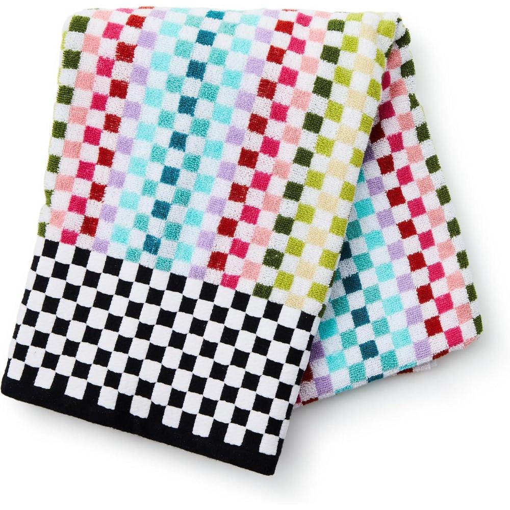 imageMACKENZIECHILDS Bath Towel Cute Decorative Bathroom Towel BlueandWhite Royal CheckRainbow Micro Check