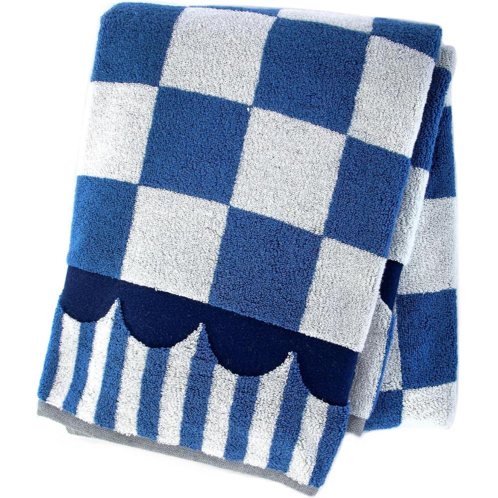 imageMACKENZIECHILDS Bath Towel Cute Decorative Bathroom Towel BlueandWhite Royal CheckRoyal Check