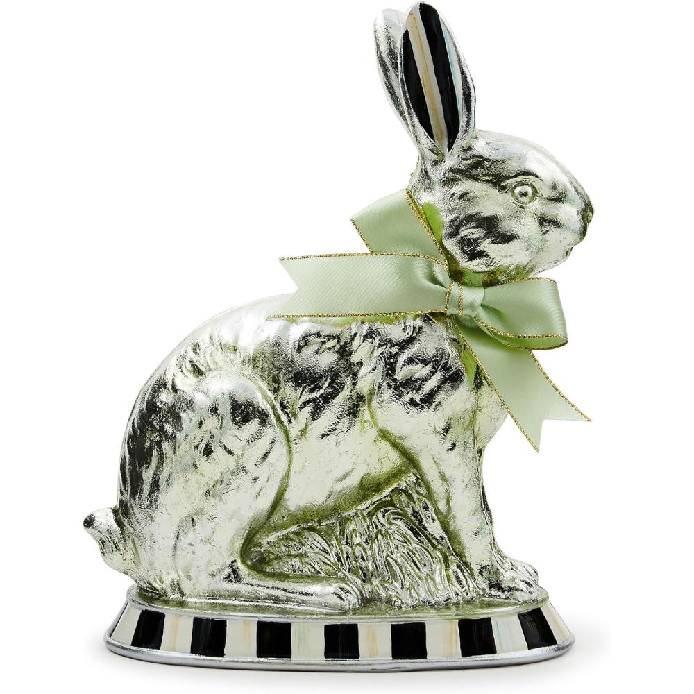 imageMACKENZIECHILDS Bunny Figure Spring and Easter Rabbit Decor Calico Foil Small Bunny