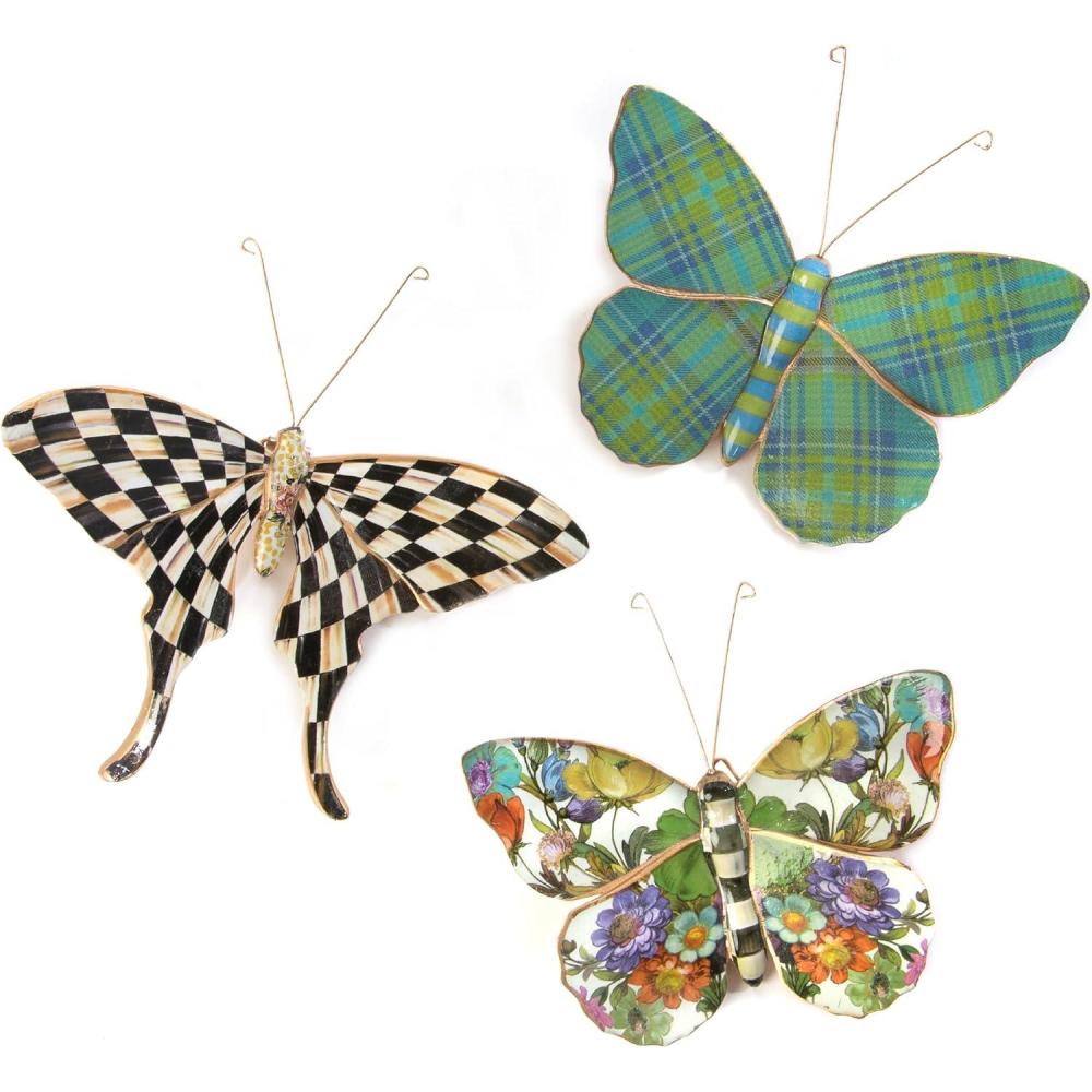 imageMACKENZIECHILDS Butterflies Trio Hanging Butterfly Wall Decor Set of 3Pond