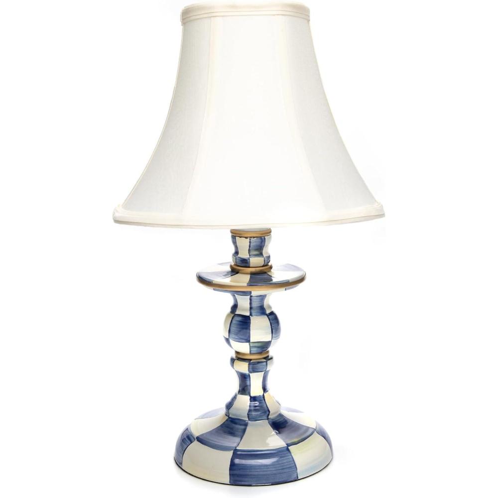 imageMACKENZIECHILDS Candlestick Lamp Decorative Lamp for Living Room or Bedroom BlueandWhite Royal CheckBlue