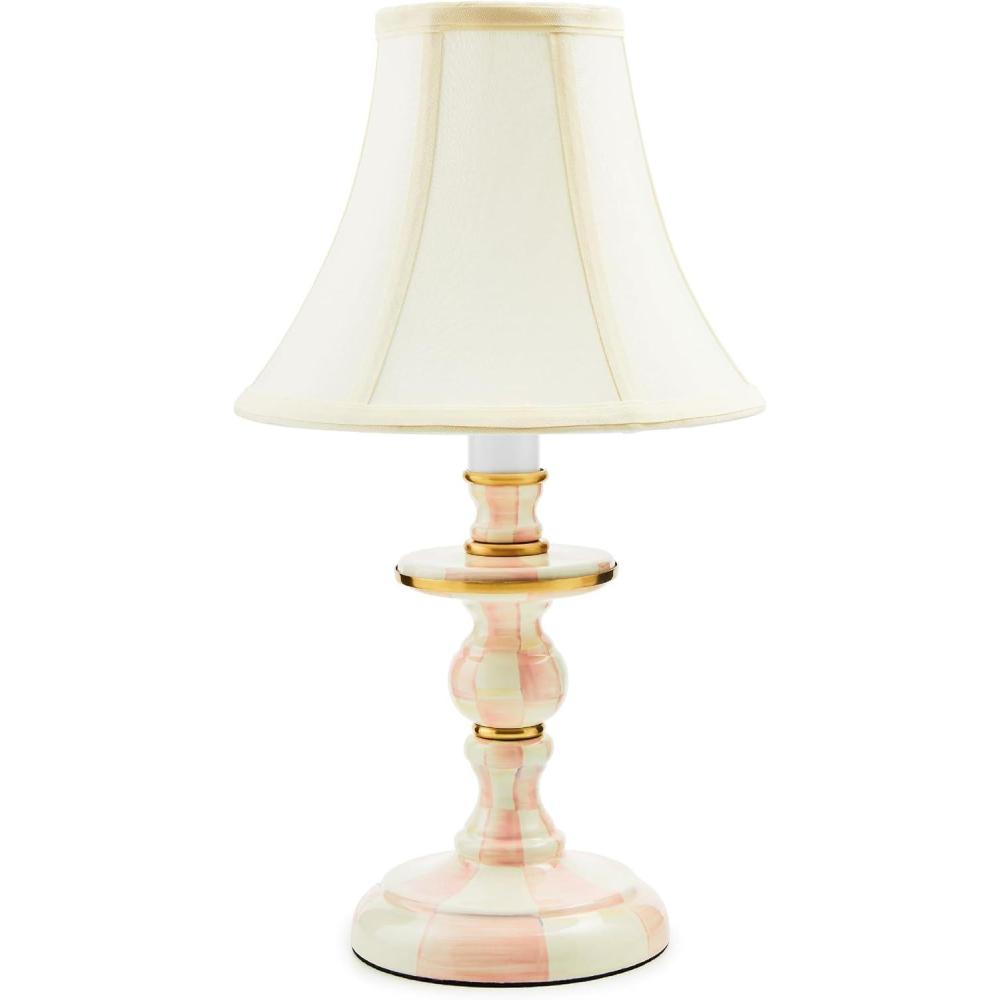 imageMACKENZIECHILDS Candlestick Lamp Decorative Lamp for Living Room or Bedroom BlueandWhite Royal CheckRosy Check