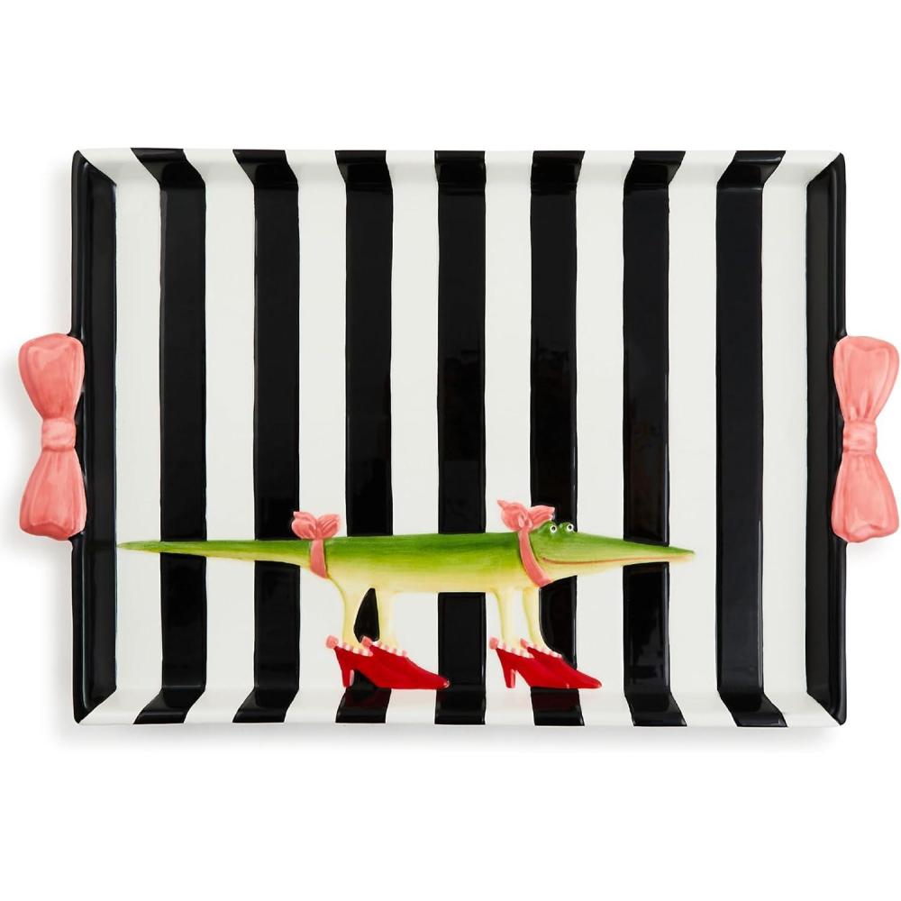 imageMACKENZIECHILDS Ceramic Tray Unique Tray for Decor Patience Brewster Gloria Alligator
