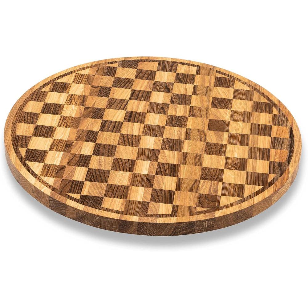 imageMACKENZIECHILDS Check Lazy Susan Cute Rotating Serving Board Round Charcuterie Board or Dish Holder
