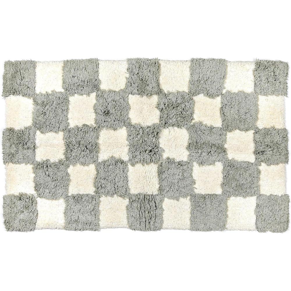imageMACKENZIECHILDS Checkerboard Bath Rug Washable Bath Mat for Restroom Decor 24quot x 40quot NavyBlueandWhite CheckGrey