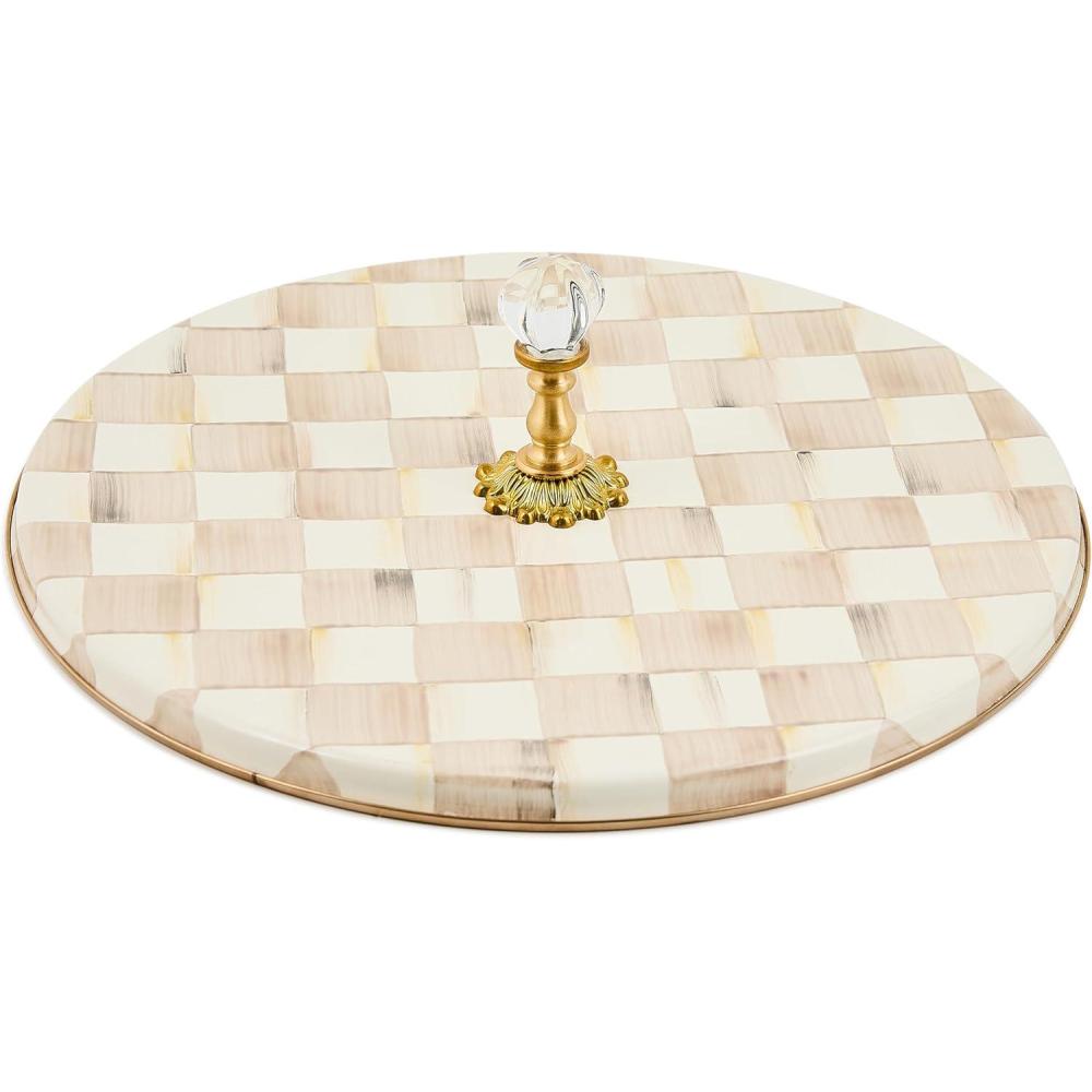 imageMACKENZIECHILDS Cheese Course Cute Cheese Board and Serving Board for Charcuterie BlueandWhite Royal CheckMocha Check