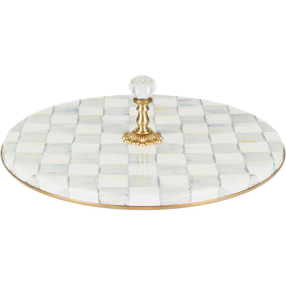imageMACKENZIECHILDS Cheese Course Cute Cheese Board and Serving Board for Charcuterie BlueandWhite Royal CheckSterling Check