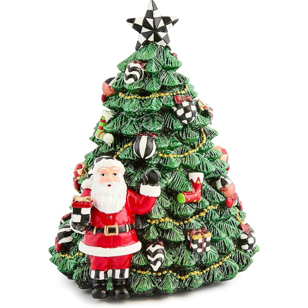 imageMACKENZIECHILDS Christmas Tree Rotating Music Box Christmas Musical Box for Holiday Decor Courtly Christmas