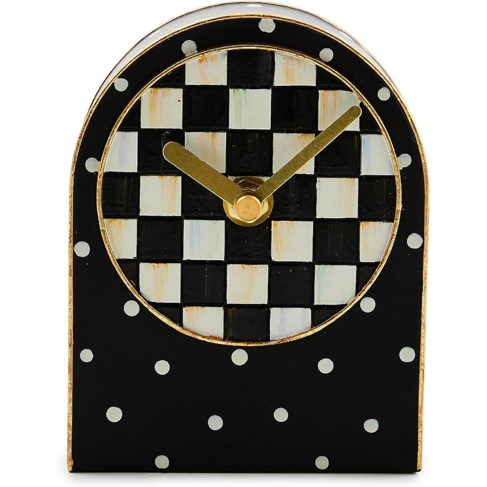 imageMACKENZIECHILDS Clock Resin Decorative Clock for Kitchen and Living Room Courtly Check and Dot