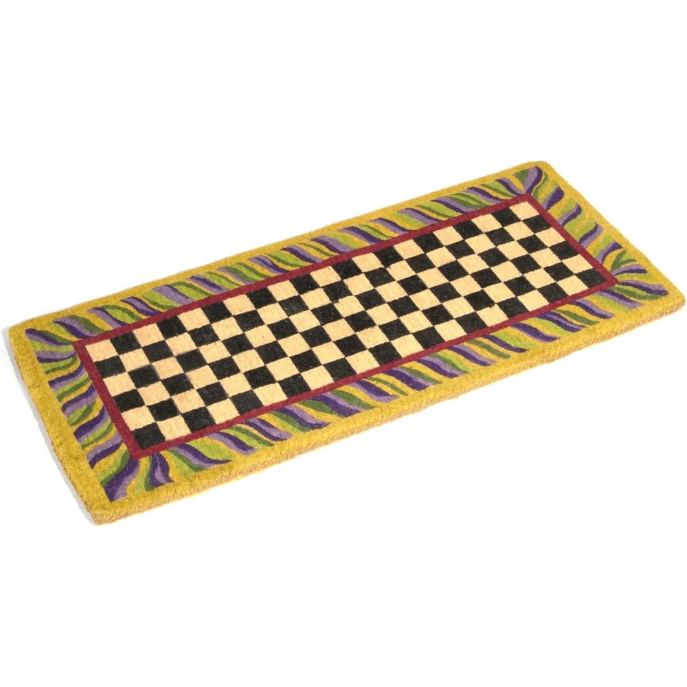 imageMACKENZIECHILDS DoubleDoor Entrance Mat Decorative Outdoor Coir Doormat Double FrontDoor Mat and Welcome Mat BlackandWhite Courtly CheckCourtly Check