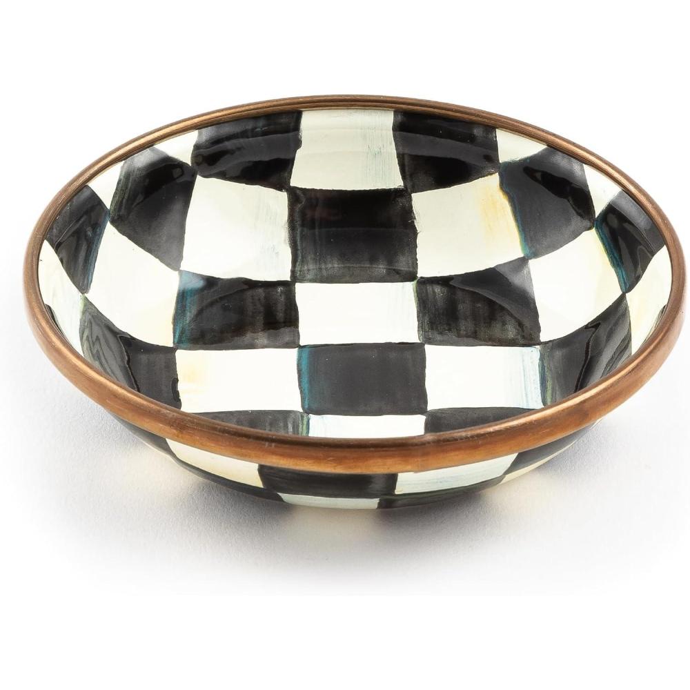 imageMACKENZIECHILDS Enamel Dipping Bowl Small Serving Bowl for Entertaining BlueandWhite Royal CheckCourtly Check