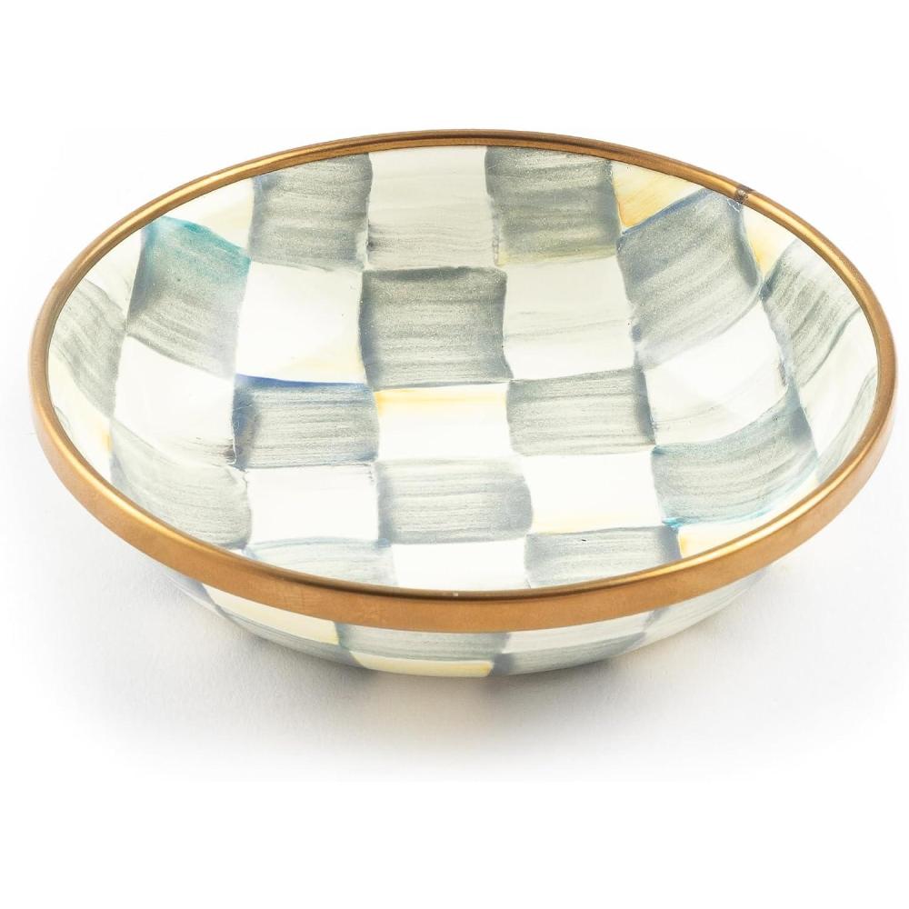 imageMACKENZIECHILDS Enamel Dipping Bowl Small Serving Bowl for Entertaining BlueandWhite Royal CheckSterling Check