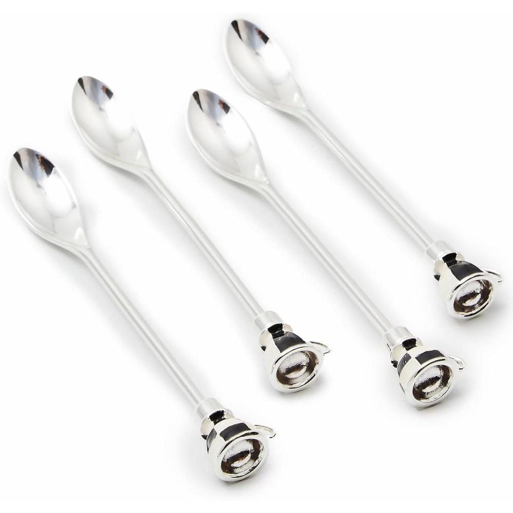 imageMACKENZIECHILDS Espresso Spoon Set Cute Coffee Spoons and Teaspoons Set of 4 BlackandWhite Courtly