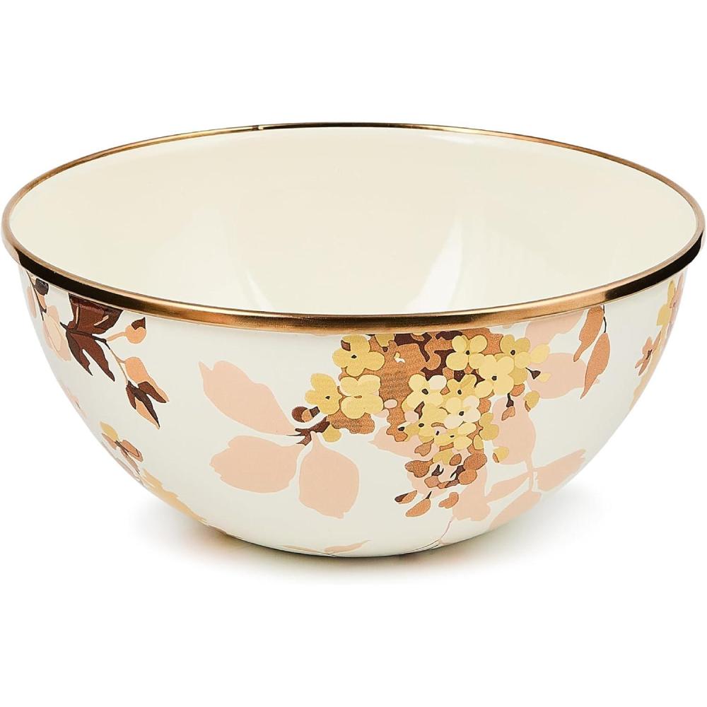 imageMACKENZIECHILDS Everyday Bowl Serving Bowl for Entertaining Small Wild Rose WhiteWhite Wild Rose