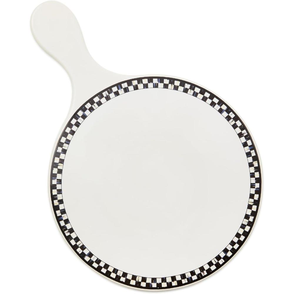 imageMACKENZIECHILDS Everyday Cheese Board DishwasherSafe Round Charcuterie Board BlackandWhite Courtly Check