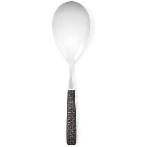 imageMACKENZIECHILDS Everyday Serving Spoon StainlessSteel Spoon for Cooking LeatherBlack