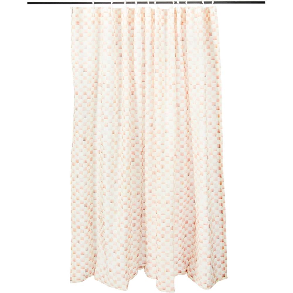 imageMACKENZIECHILDS Fabric Shower Curtain Decorative Bathroom Shower Curtain with Eyelet Hang Holes 72 Inches by 72 Inches PinkandWhite Rosy CheckRosy Check