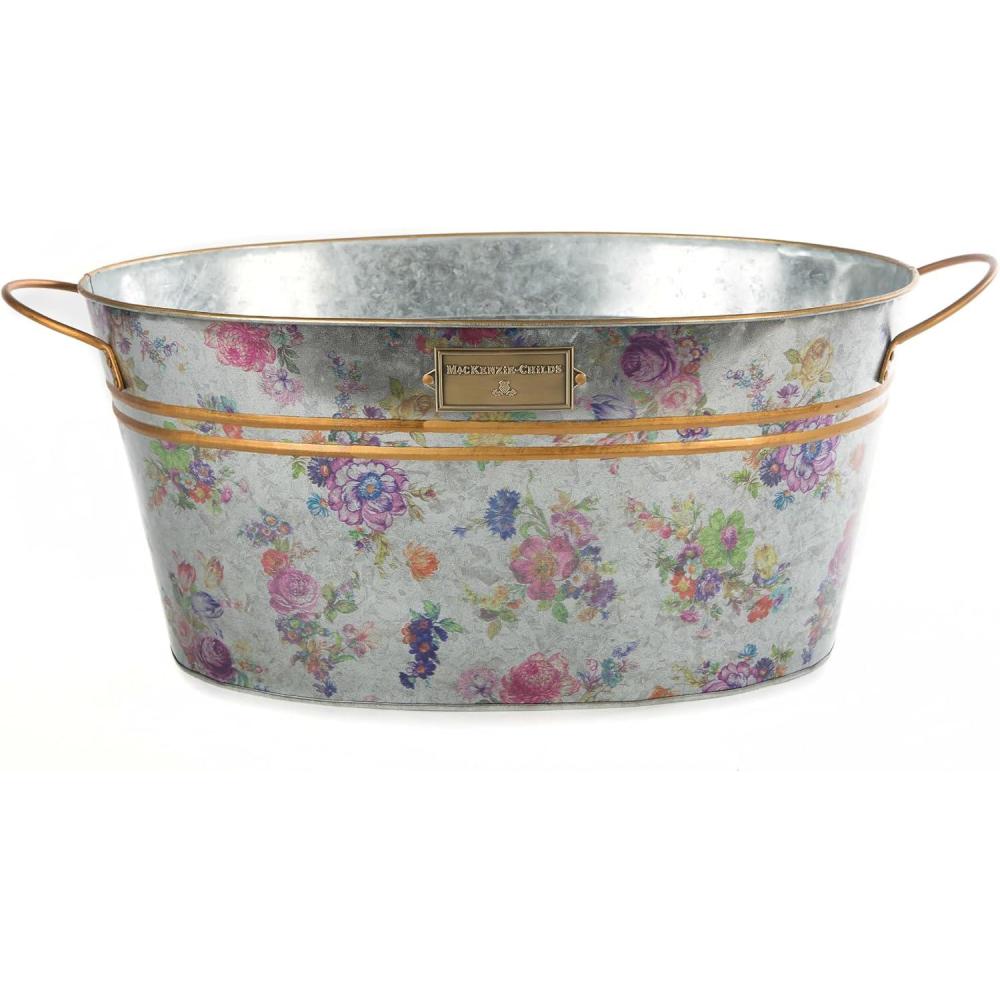 imageMACKENZIECHILDS Galvanized Beverage Bucket Decorative Outdoor Galvanized Tub Flower MarketFlower Market