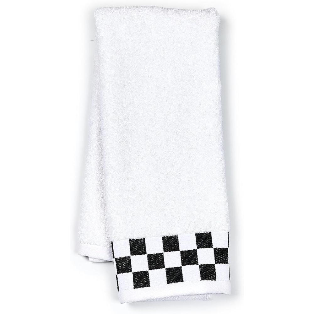 imageMACKENZIECHILDS Hand Towel Cute Decorative Hand Towel for Bathroom and Kitchen BlackandWhite Black Check BorderBlack Check Border