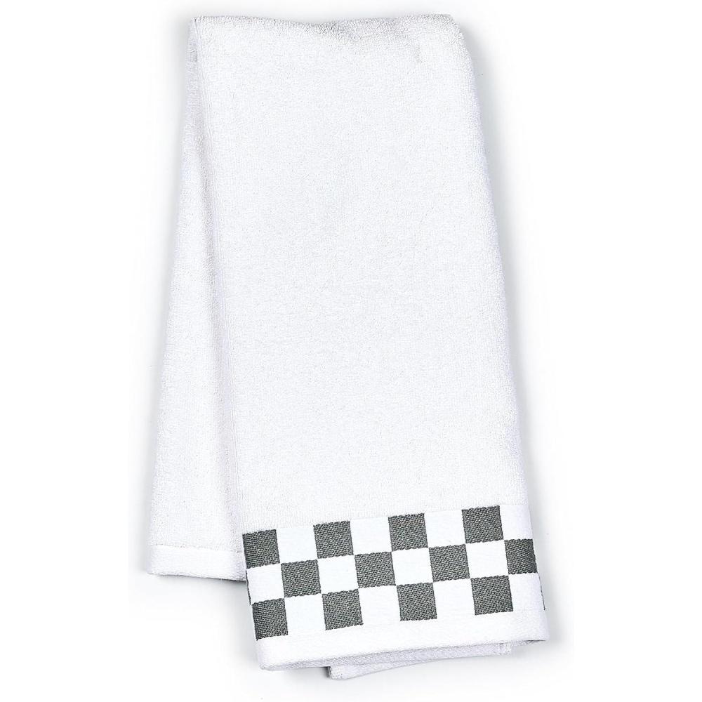 imageMACKENZIECHILDS Hand Towel Cute Decorative Hand Towel for Bathroom and Kitchen BlackandWhite Black Check BorderGrey Check Border