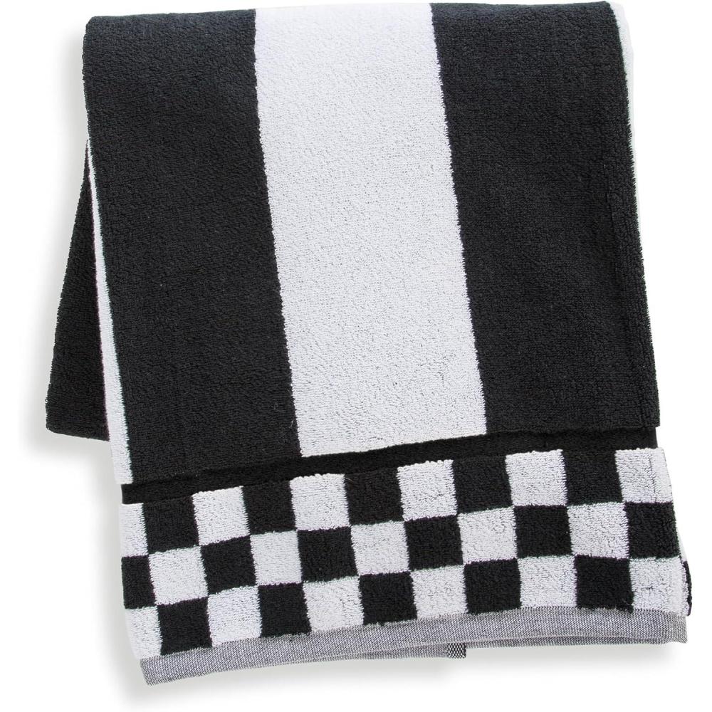 imageMACKENZIECHILDS Hand Towel Cute Decorative Hand Towel for Bathroom and Kitchen BlueandWhite Royal CheckCourtly Striped