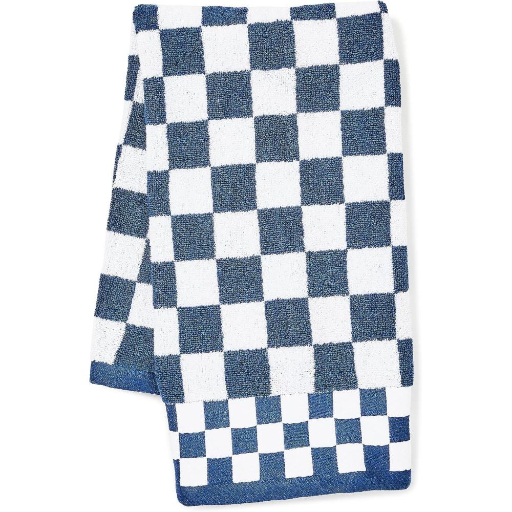 imageMACKENZIECHILDS Hand Towel Cute Decorative Hand Towel for Bathroom and Kitchen BlueandWhite Royal CheckNavy Check