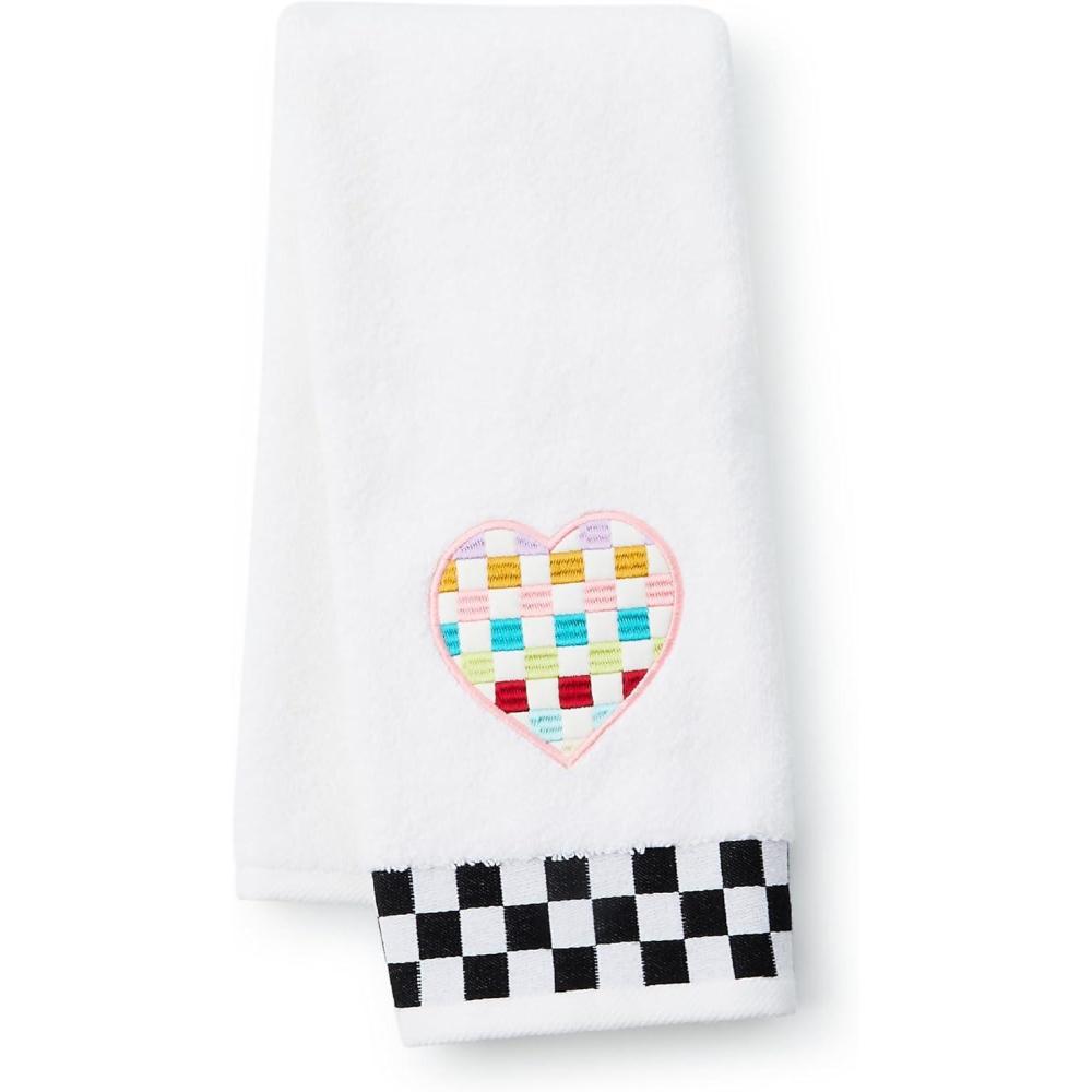 imageMACKENZIECHILDS Hand Towel Cute Decorative Hand Towel for Bathroom and Kitchen BlueandWhite Royal CheckRainbow Heart Check