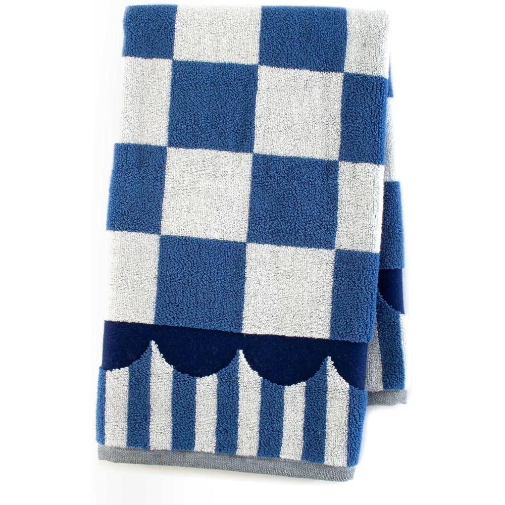 imageMACKENZIECHILDS Hand Towel Cute Decorative Hand Towel for Bathroom and Kitchen BlueandWhite Royal CheckRoyal Check
