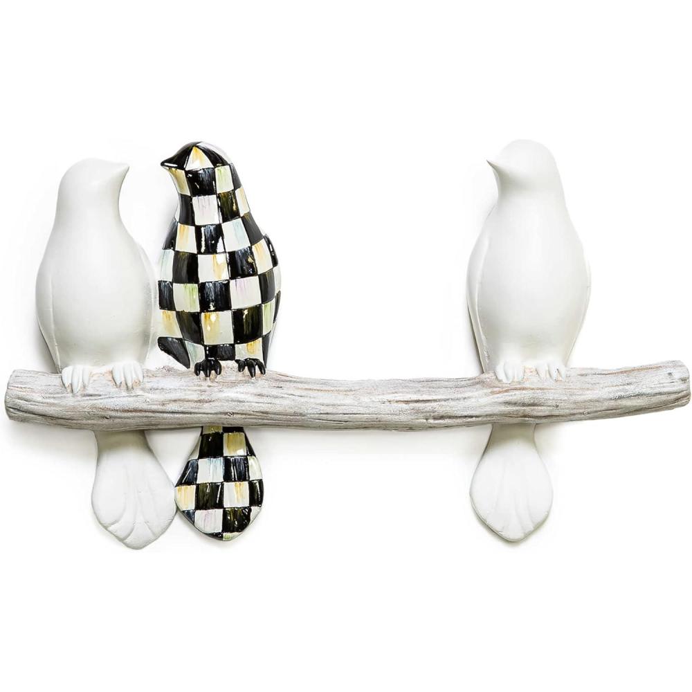 imageMACKENZIECHILDS Hanging Bird Wall Art Bird Decor for Living Room Bedroom or Kitchen TrioTrio