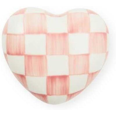 imageMACKENZIECHILDS Heart Knob Decorative Drawer Pull Knob BlueandWhite Royal CheckRosy Check