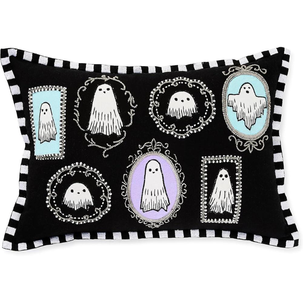imageMACKENZIECHILDS Lumbar Throw Pillow Decorative Cotton Pillow for Halloween 14x20 Ghost Family PortraitsGhost Family