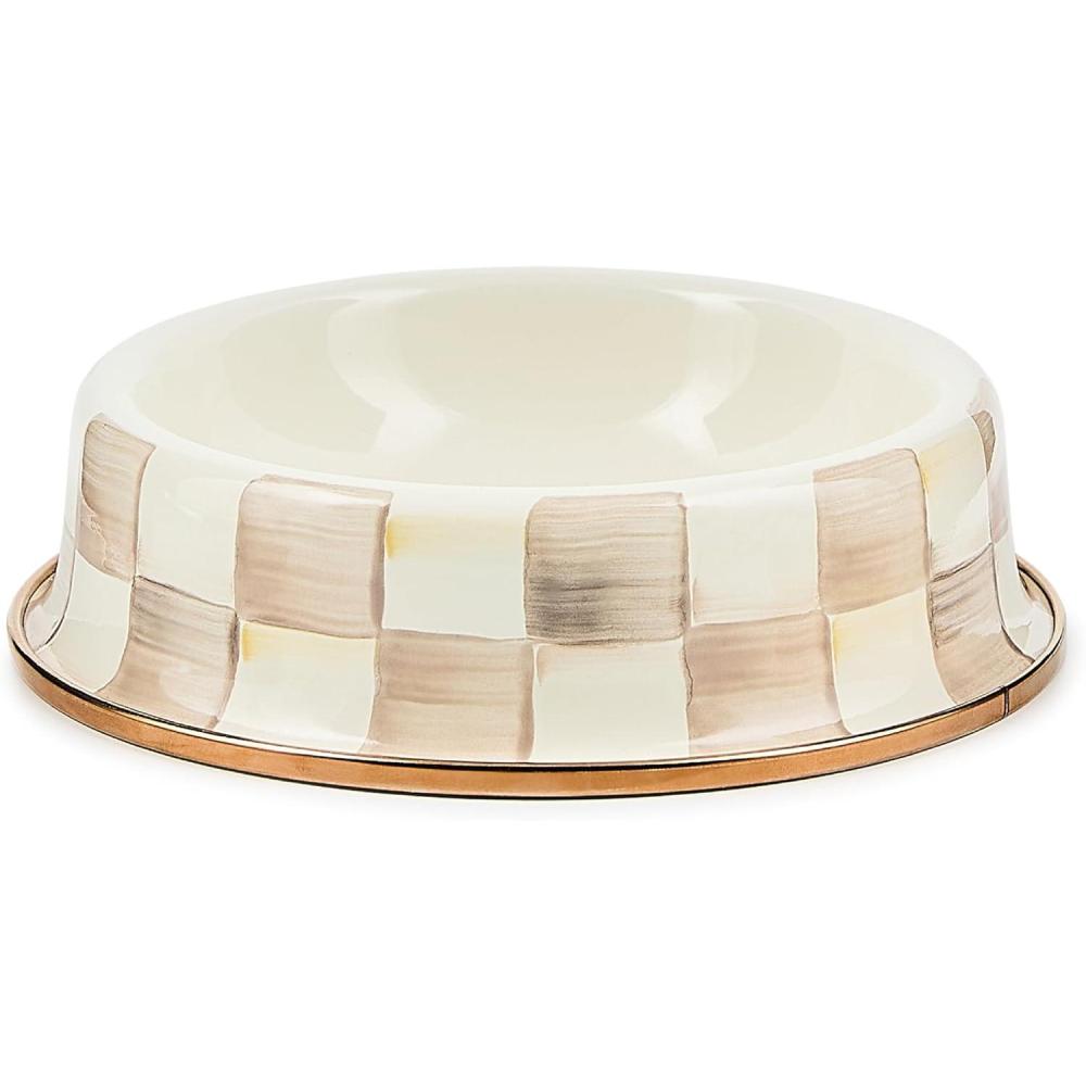 imageMACKENZIECHILDS Mocha Check Cat Dish