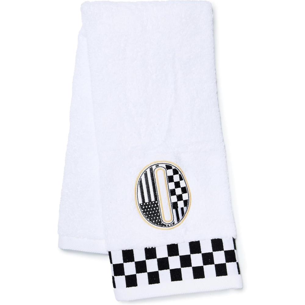 imageMACKENZIECHILDS Monogram Cotton Hand Towel Cute BlackandWhite Decorative Monogrammed Hand Towel for Bathroom or Kitchen JO