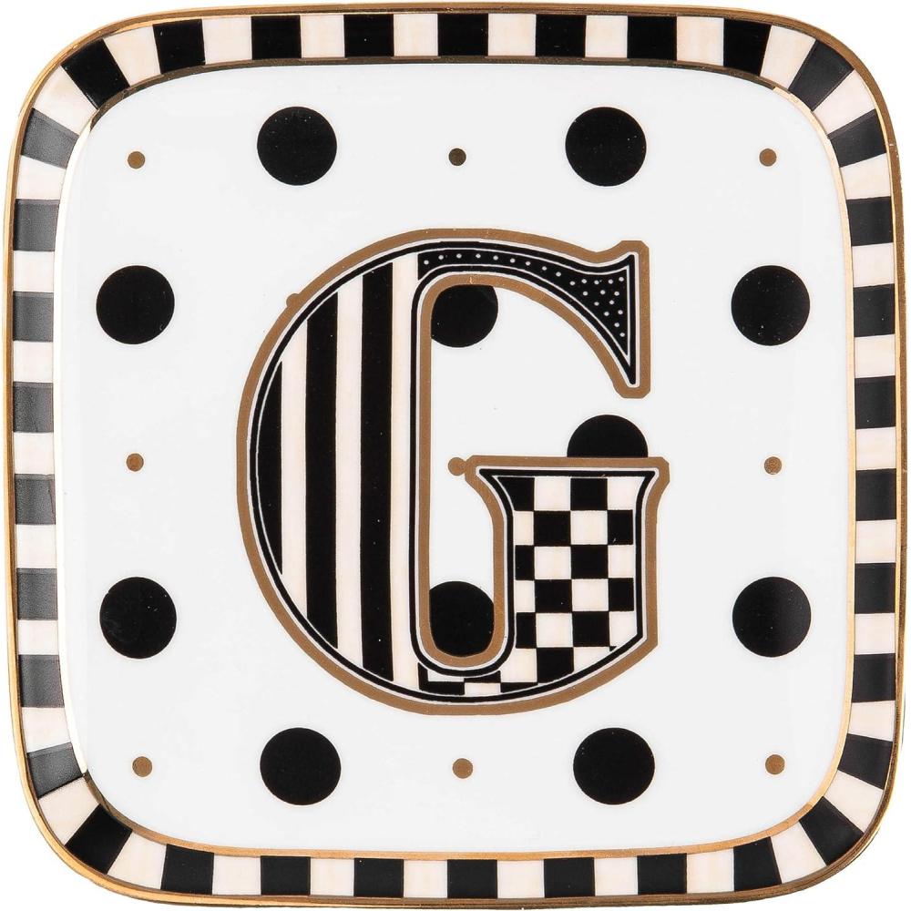 imageMACKENZIECHILDS Monogram Dish Decorative Ceramic Letter Plate 5 34quot Square AMonogram Dish  G
