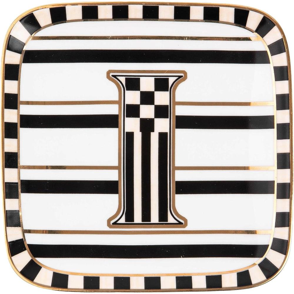 imageMACKENZIECHILDS Monogram Dish Decorative Ceramic Letter Plate 5 34quot Square AMonogram Dish  I