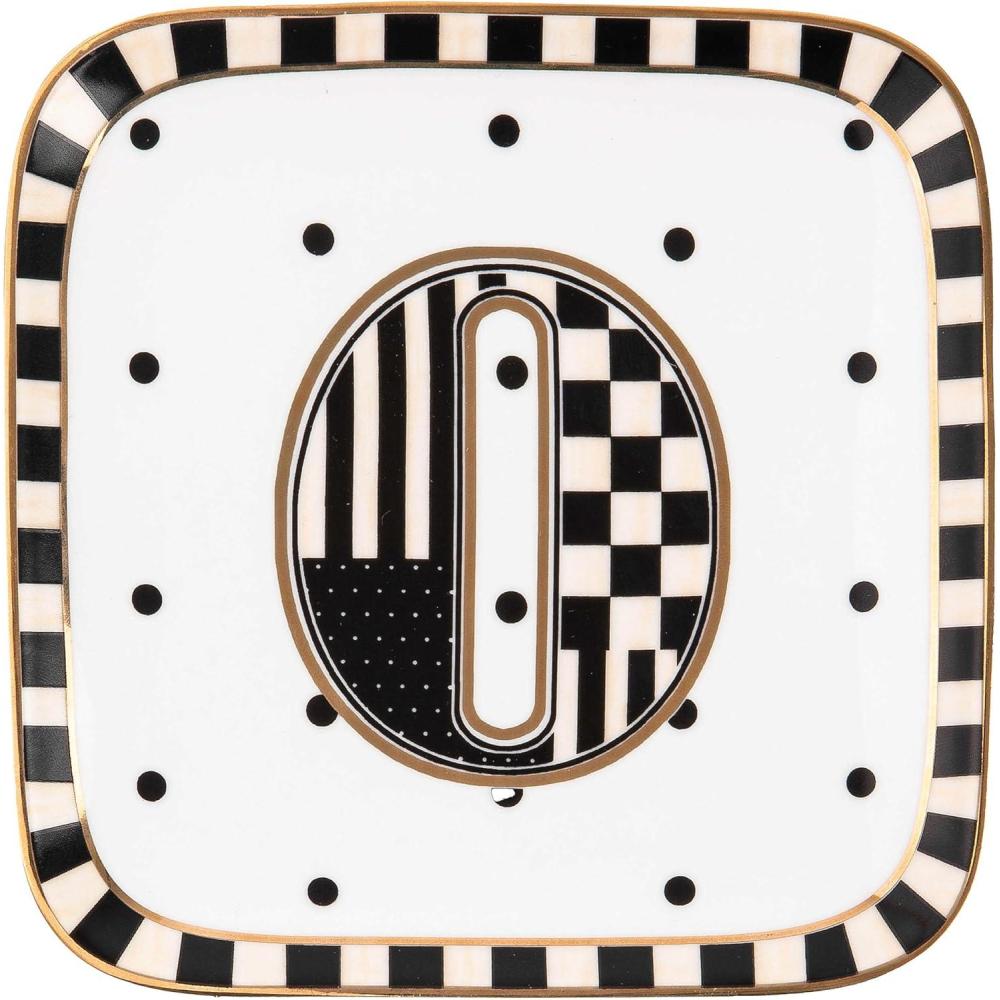 imageMACKENZIECHILDS Monogram Dish Decorative Ceramic Letter Plate 5 34quot Square AMonogram Dish  O